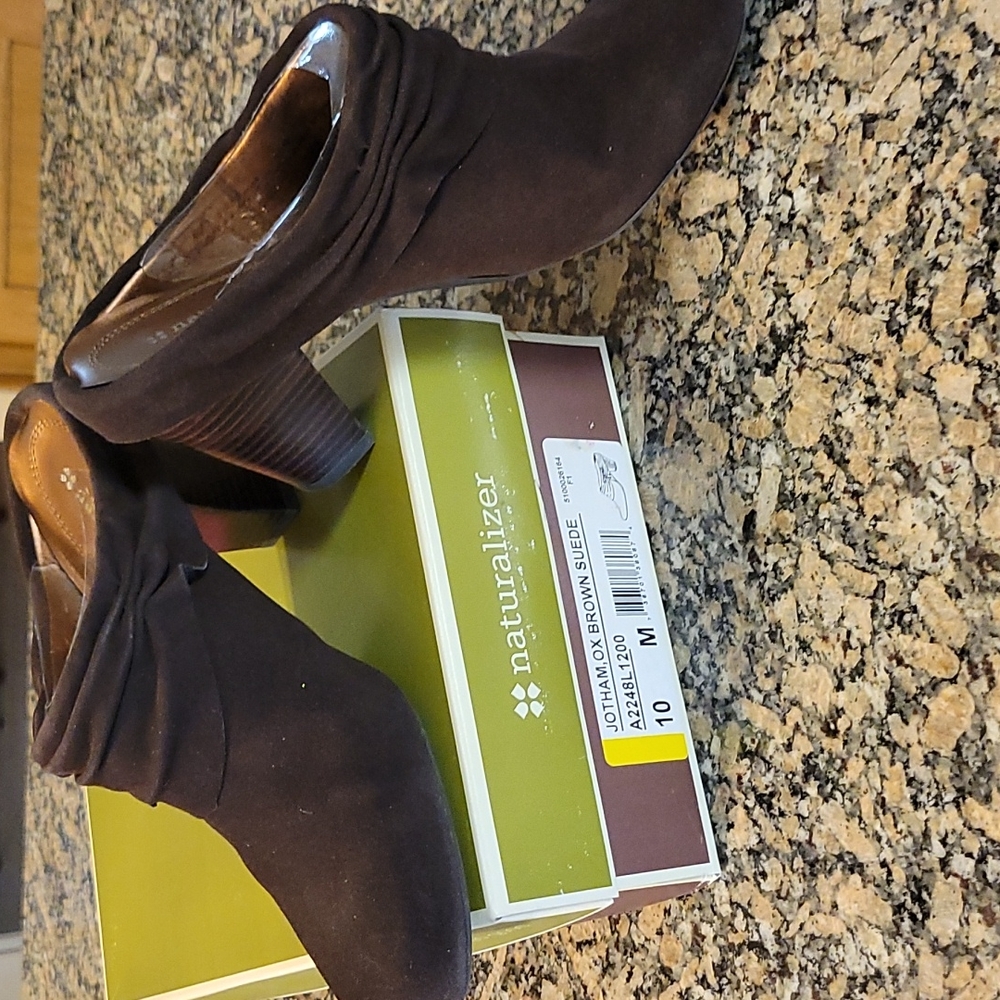 Naturalizer brown suede mules. 2.5 inch heel. Size 10 M. Barely worn.